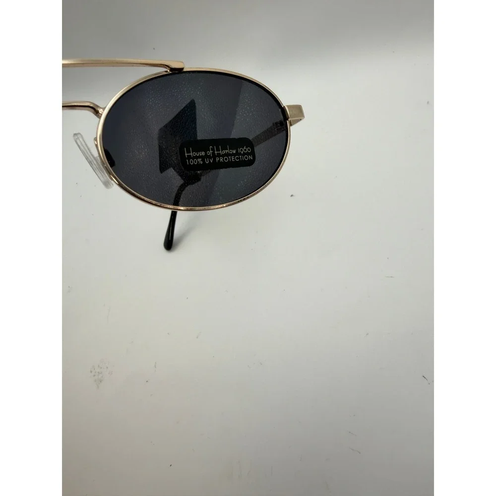House of Harlow 1960 Sunglasses Womens OS Gold Oval UV Protection Retro Sunnies